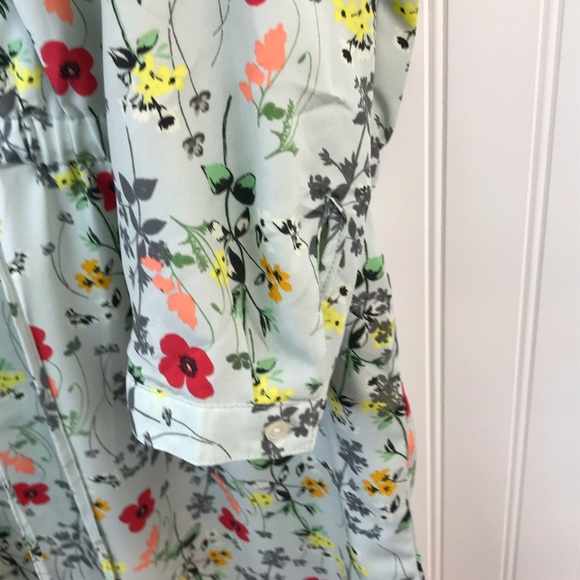 Joe Fresh Green & Red Bright Floral Dress with Roll-Up Sleeves for Spring, SZ L - Picture 15 of 16